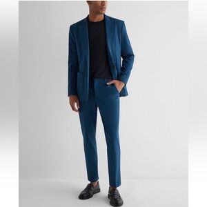 Express Men's Express Slim Teal Stretch Cotton-Blend Suit Pant NWT